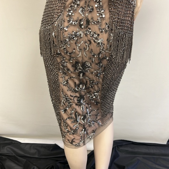 Aidan Mattox beaded fringes sleeveless midi dress - Picture 10 of 12